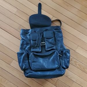 Black leather backpack